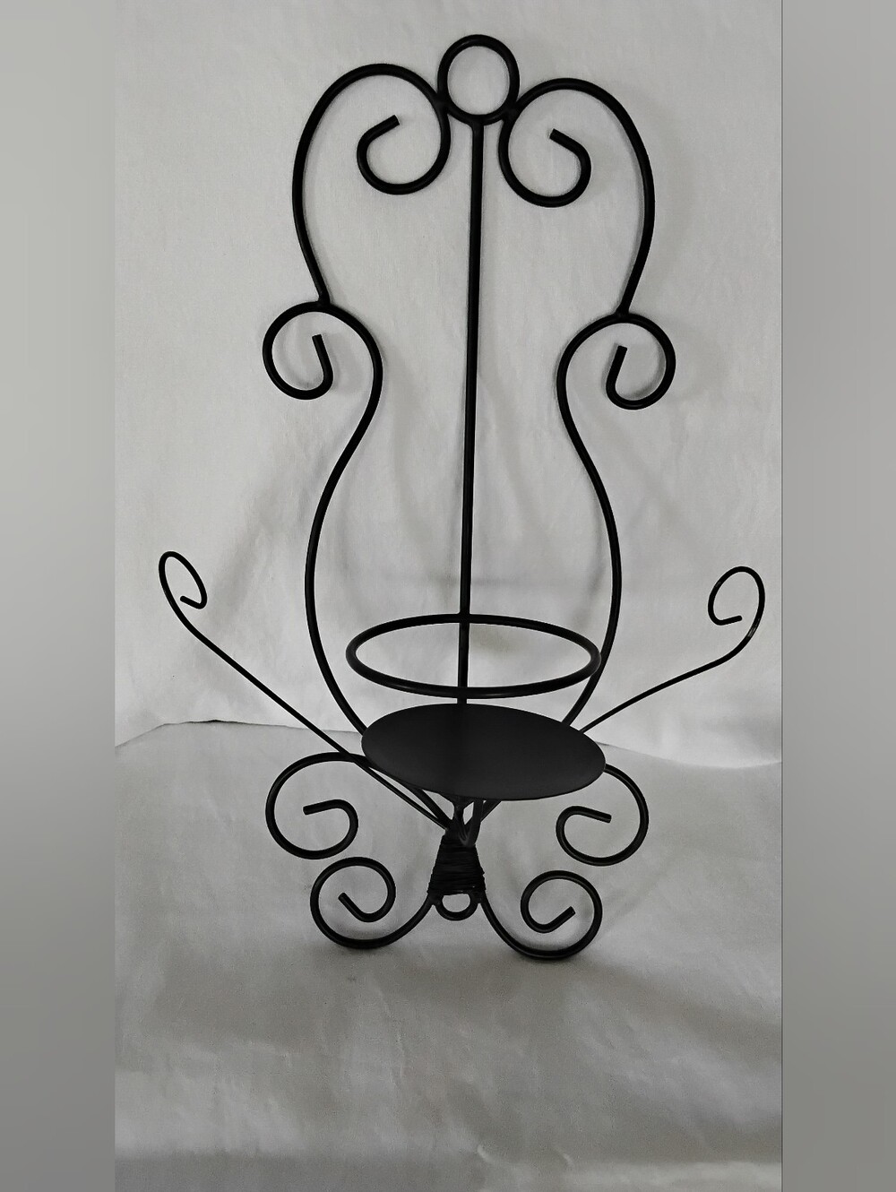Brown Scroll Iron Decorative Plant Stand Or Candle Sconce